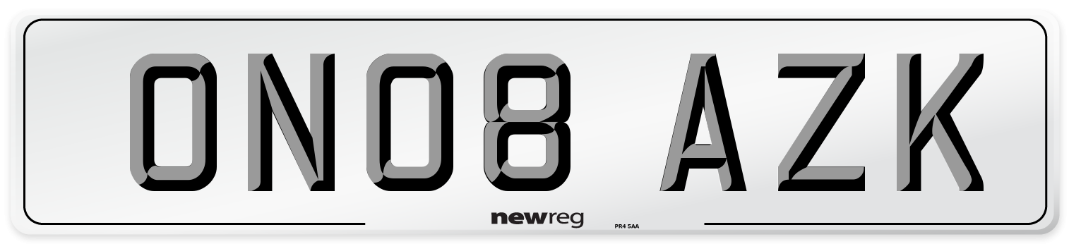 ON08 AZK Number Plate from New Reg